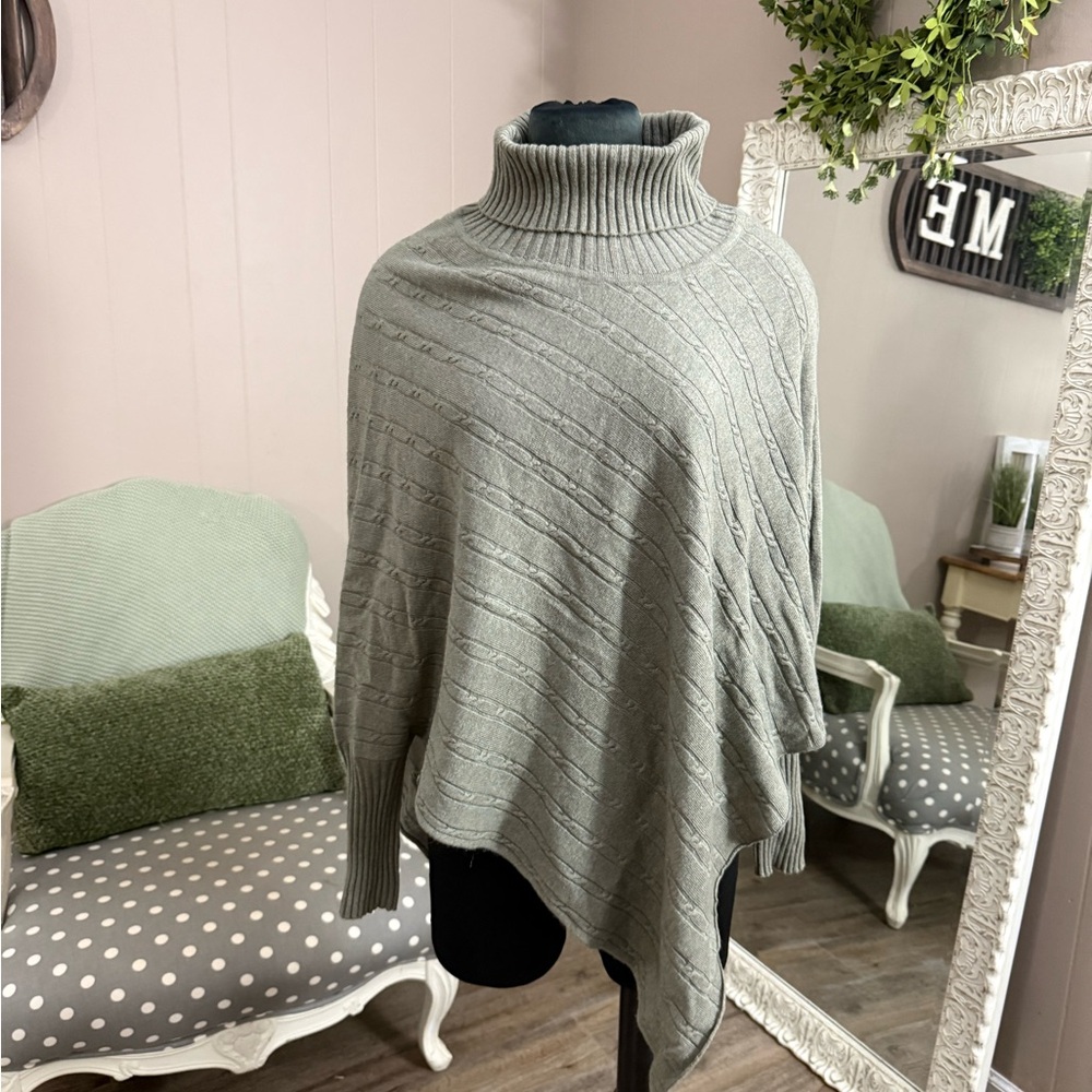 Aventura • Cableknit Wool Blend Poncho Sweater